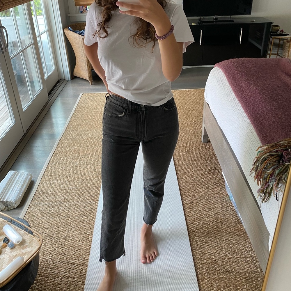 Reformation cropped cigarette Jean in grey